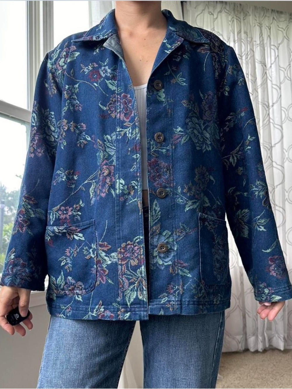 Floral Denim Jacket - Blue
